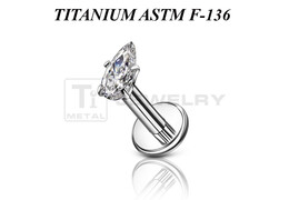 Лабрет из титана Ti Metal роса