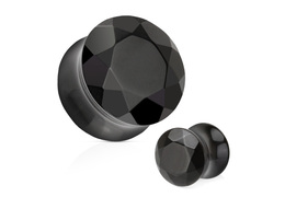 Плаги из черного агата с огранкой