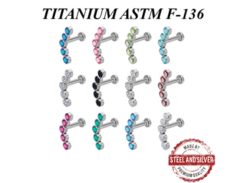 Лабрет из титана с пятью кристаллами