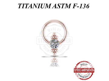 Кольцо из титана Steel and Silver розовое золото с кластером Swarovski