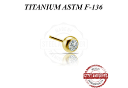 Вставка титановая Steel and Silver золотой шарик с фианитом