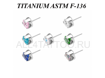 Вставка титановая Ti Metal с кристаллом в лапках