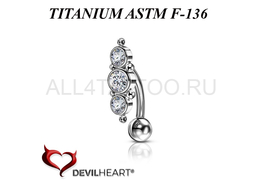 Банан из титана Devil Heart с сетом Premium Zirconia