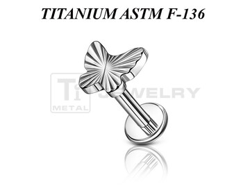 Лабрет из титана Ti Metal мотылёк